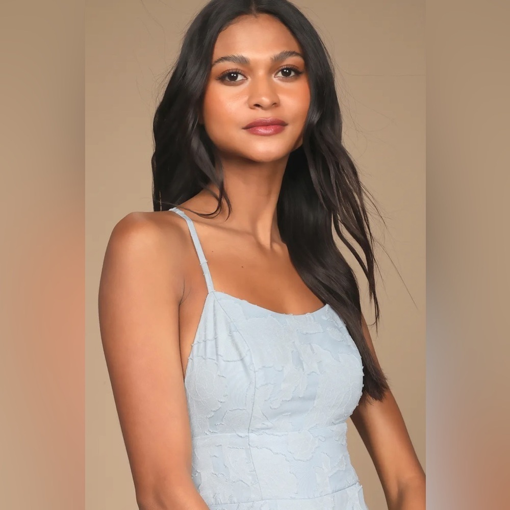Lulus Let There Be Romance Slate Blue Burnout Floral Maxi Dress - Picture 4 of 7